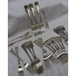 A set of four George IV Irish silver dessert forks, Dublin, 1823, possibly Stephen Burgin,