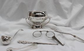 An Art Nouveau silver three handled pedestal bowl,
