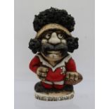 A John Hughes pottery Grogg of a rugby player in a Welsh jersey with No.