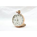 A 9ct gold keyless wound open faced pocket watch,