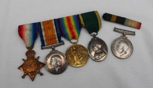 A set of three World War I medals including the 1914-15 Star, issued to 63 B.S. Mjr, W.E.