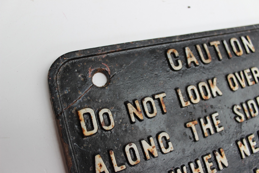 A cast iron railway notice plate, "Caution, - Image 3 of 4