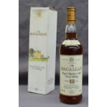 A bottle of Macallan 10 year old single malt whisky, 40% vol, 70cl,