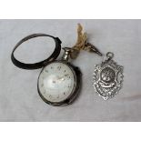 Late George III silver pair cased open faced pocket watch, London 1808,