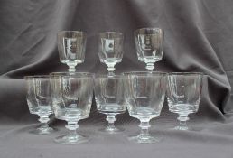 A set of eight 19th century rummers, with tapering bowls on a ring turned stem and spreading foot,