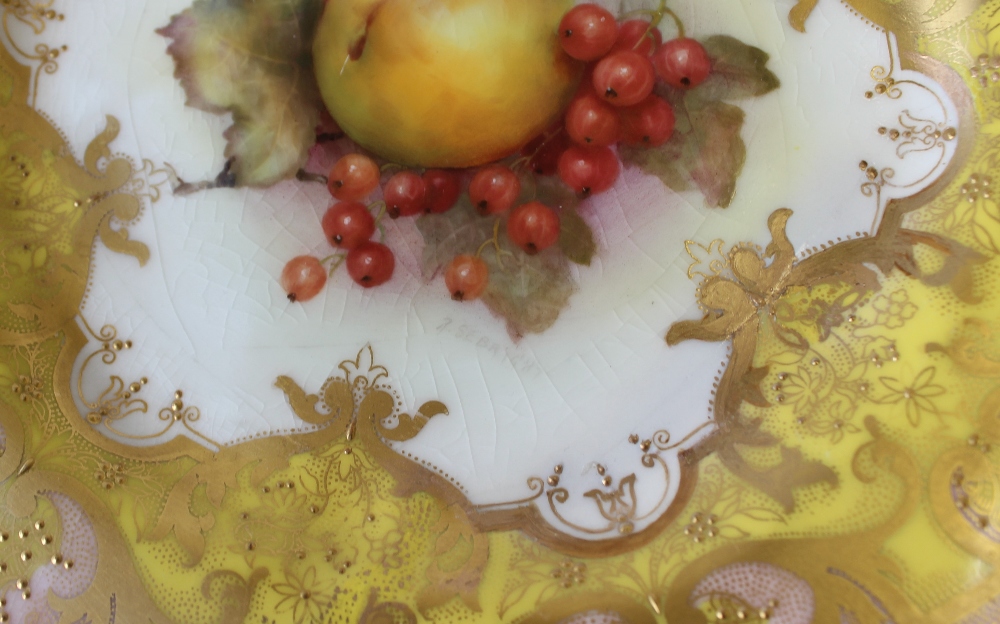 A set of three Royal Worcester porcelain cabinet plates painted with peaches and gooseberries by - Image 4 of 22