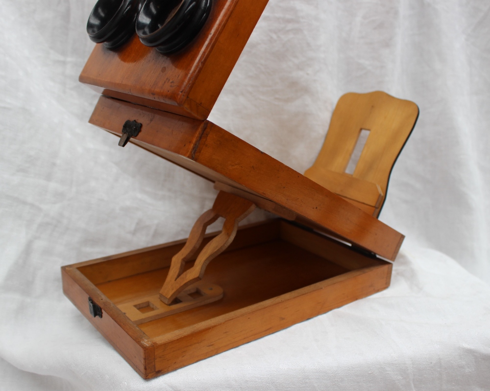 A 19th century walnut folding Graphoscope viewer, - Image 4 of 8