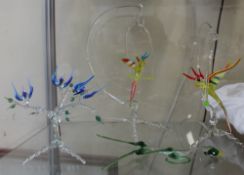 A collection of glass birds,