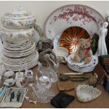 A Royal Doulton Stratford pattern part dinner service together with a Royal Doulton figure,