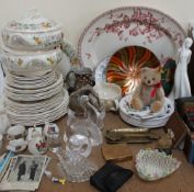 A Royal Doulton Stratford pattern part dinner service together with a Royal Doulton figure,