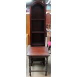 An Indonesian hardwood bookcase together with an occasional table