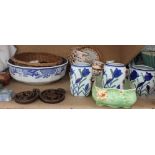 A Royal Albert part tea service together with other part tea services, pottery vases,