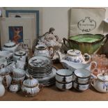 A Japanese part tea service, together with another part coffee set, porcelain figure, stockings,