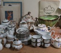 A Japanese part tea service, together with another part coffee set, porcelain figure, stockings,
