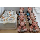 Two sets of five Natwest piggies,