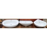 A Bellavista ceramic bathroom sink together with two other bathroom sinks