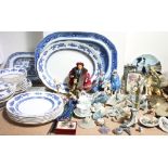 A Royal Cauldon blue and white part dinner service together with an electroplated trinket box,