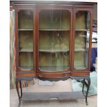 An Edwardian mahogany display cabinet with a central glazed door,