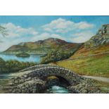 A Healy A Scottish loch scene Oil on board Signed Together with tapestries and prints