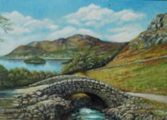 A Healy A Scottish loch scene Oil on board Signed Together with tapestries and prints