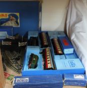 A Hornby Dublo, EDP12 train set together with carriages, track,