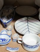 Assorted blue and white porcelain etc