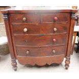 A Victorian mahogany chest of drawers together with a selling unit
