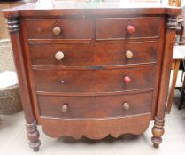 A Victorian mahogany chest of drawers together with a selling unit