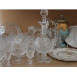 Webb Corbet crystal decanters together with a water jug,