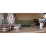 A pair of electroplated entree dishes and covers together with a twin handles copper jam pit,