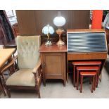 An Edwardian mahogany pot cupboard together with a 20th century bureau,