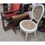 A walnut Sutherland table together with a towel rail,