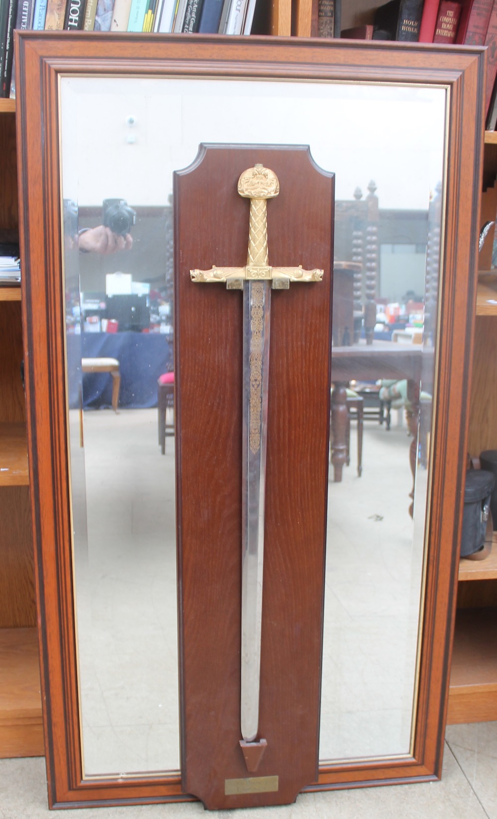 An E J Goodfellow of Wadebridge long case clock together with a replica of the sword of Charlemagne, - Bild 3 aus 3