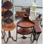 A 19th century mahogany tripod table together with a George III mahogany corner washstand,