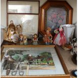 Hummel figures together with a Royal Doulton figure, Janet, copper lustre, Japanese paper knife,