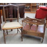 A reproduction mahogany Canterbury together with a bedroom chair