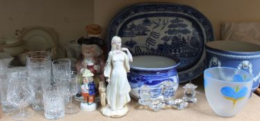 A Crown Gwent Mabinogion together with blue and white plates, Wedgwood,