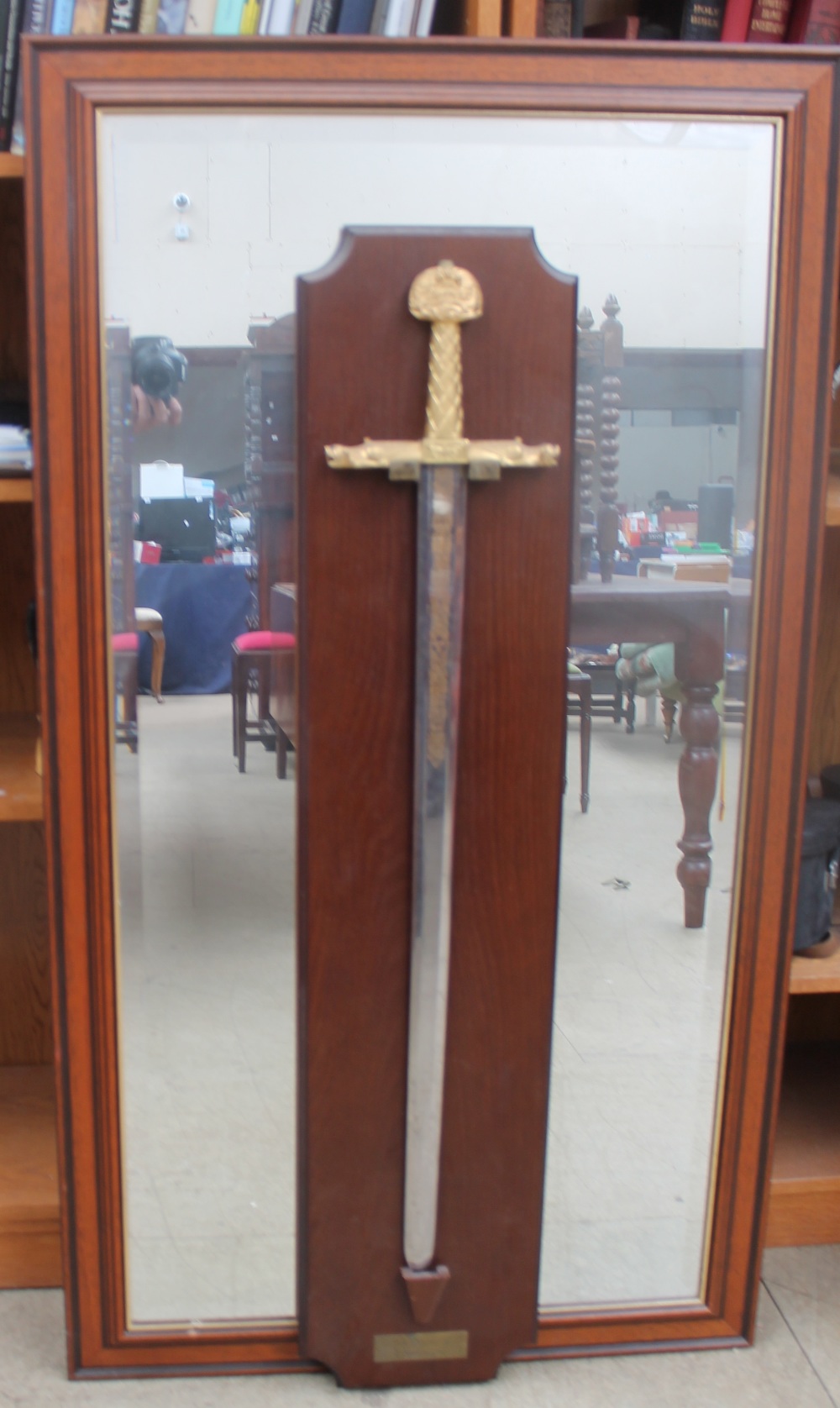 An E J Goodfellow of Wadebridge long case clock together with a replica of the sword of Charlemagne, - Bild 2 aus 3