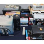 A collection of new and used boxed appliances including an home theatre system together with a