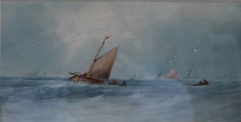Attributed to John W Ewbank A sailing scene Watercolour Together with a large quantity of sporting