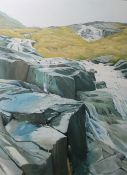 Elaine Jones A rocky landscape Oil on canvas Signed Together with other oil paintings and prints