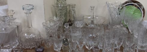 Assorted glasswares including decanters,