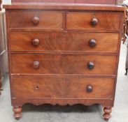 A Victorian mahogany chest of drawers together with hanging shelves,