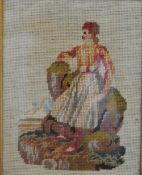 A 19th century woolwork together with a large quantity of pictures and prints etc