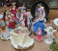 A Royal Doulton figure Ninette together with other Royal Doulton figures, Franklin Mint figures,