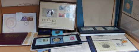 A collection of Medallic first day covers and other commemorative coins