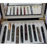 A collection of fountain pens, including Waterman, Parker, Conway Stewart, Mentmore,