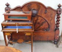 A bijouterie cabinet with a glazed top and sides on a base with square legs together with a smaller