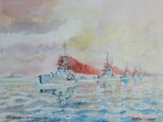 Matthew Salisbury HMS Cardiff on 21st November 1918 Watercolour Signed and inscribed 29.5 x 39.