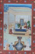 20th century Indian School An interior scene Watercolour on silk Together with three others by the
